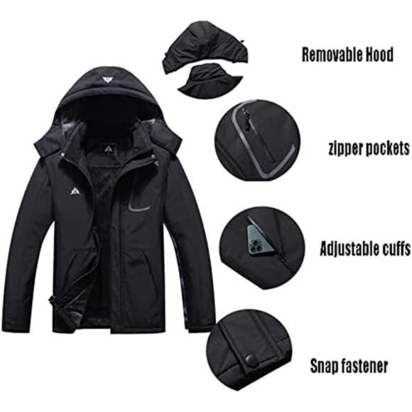 Women's Plus Size Warm Winter Coat Hooded Waterproof Ski Jacket Mountain - Picture 5 of 6